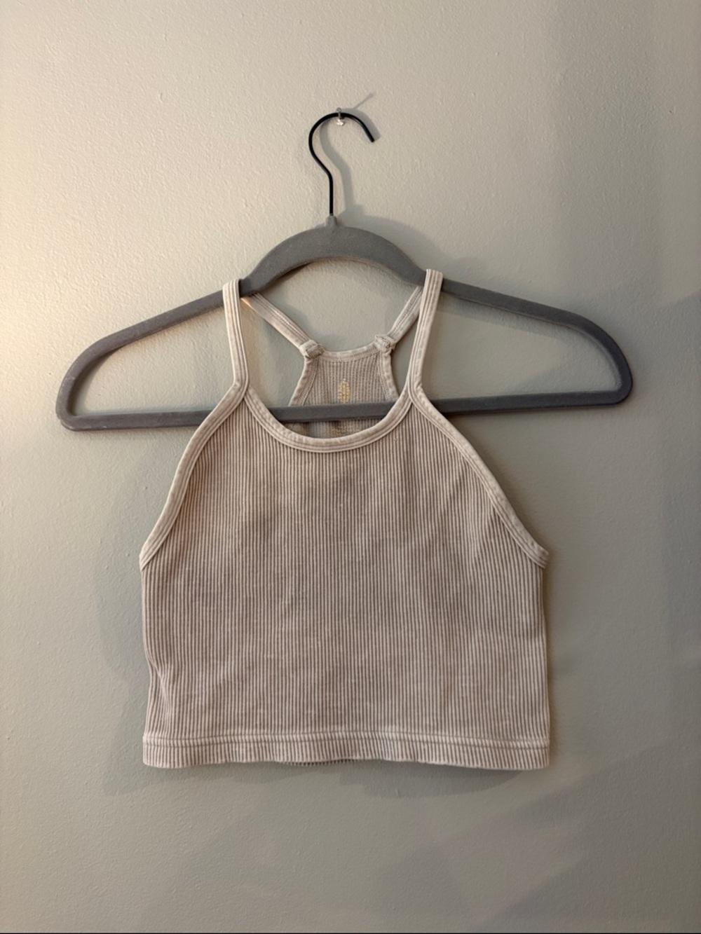 FP Movement by Free People Ribbed Halter Crop Tank - Beige